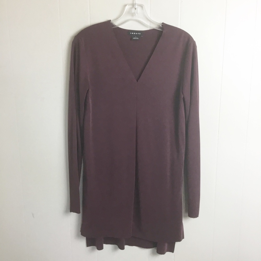 Trouve Long Sleeved Top Shirt Size S Maroon Tunic